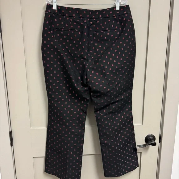 Talbots Kick Crop Pants in Holiday Dot Sz‎ 12 Black & Red Shimmering Polka Dots - Picture 7 of 16